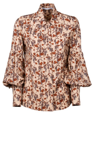 Puff sleeves floral shirt in pure viscose - still