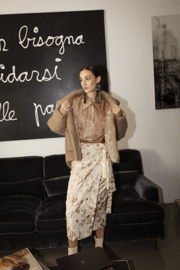 GONNA FOULARD SILK SATIN BEIGE - Image 2