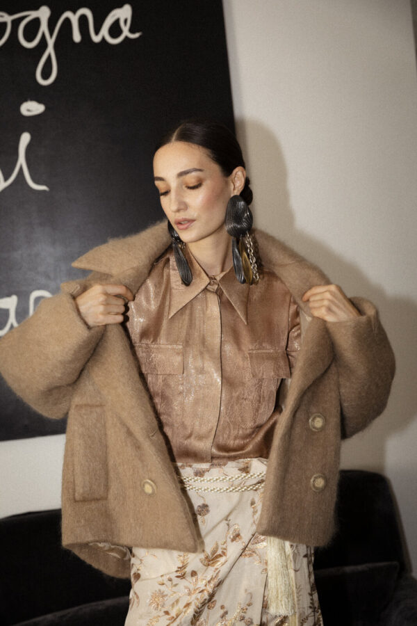 GIACCA COCOON MOHAIR CARAMELLO - Image 2