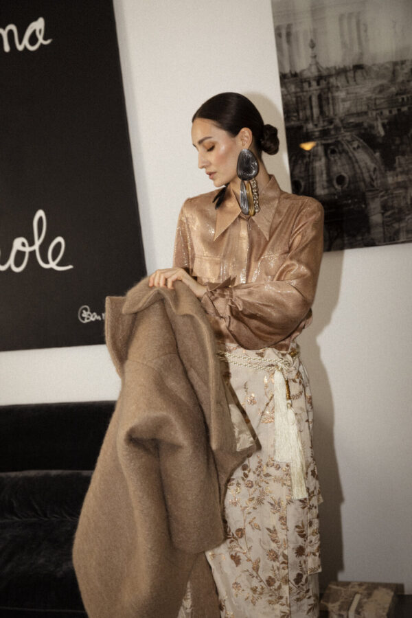 CAMICIA CLASSICA LUREX SILK SATIN BLUSH - Image 3