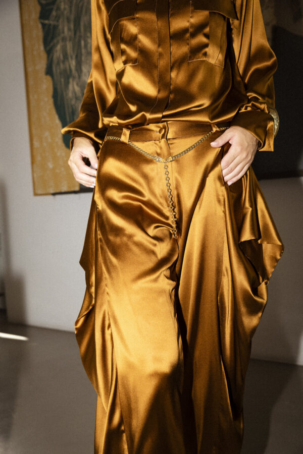 PANTALONE ALI SILK SATIN BRONZO - Image 2