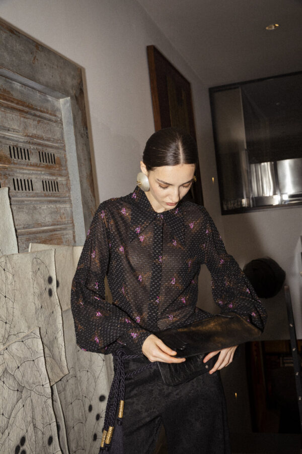 CAMICIA SBUFFO VISCOSA FANTASIA NERO - Image 2