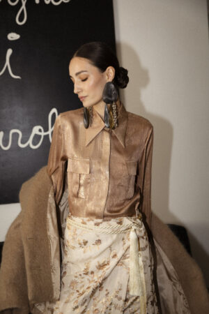 CAMICIA CLASSICA LUREX SILK SATIN BLUSH
