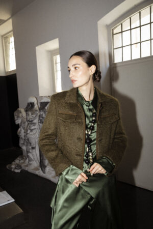 GIACCHINO CROPPED MOHAIR VERDE