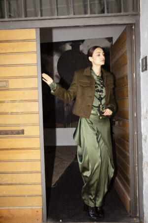 PANTALONE ALI SILK SATIN VERDE
