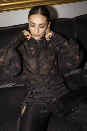CAMICIA SBUFFO VISCOSA FANTASIA NERO