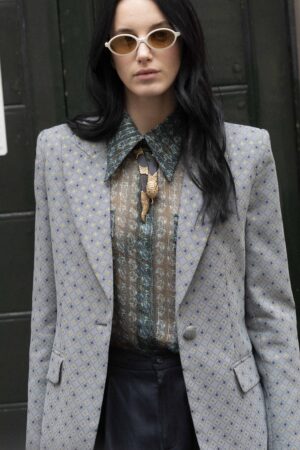 Giacca Classica Jaquard Ragnetto Grigio Blu Oro