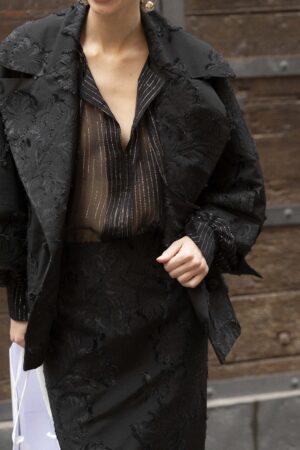 Giacca Cocoon Jaquard Fil Coupé Nero