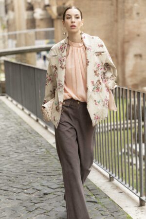 Pantalone Jeans Taschiini Cotone Twill Tortora