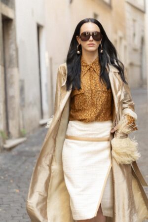 Silk Trench Silk Shantung & Ostrich Plumage