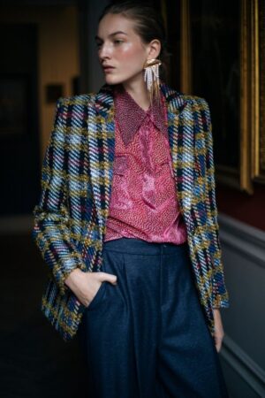 CAMICIA CLASSICA SILK CHIFFON POIS DÉVORÉ – CHERRY
