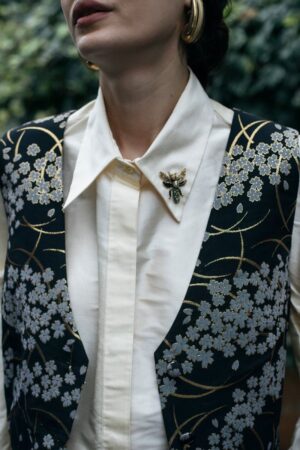CAMICIA OVER SILK SHANTUNG HAND EMBROIDERED
