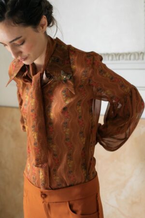 CAMICIA SBUFFO SILK FANCY CHIFFON – RUST BASE