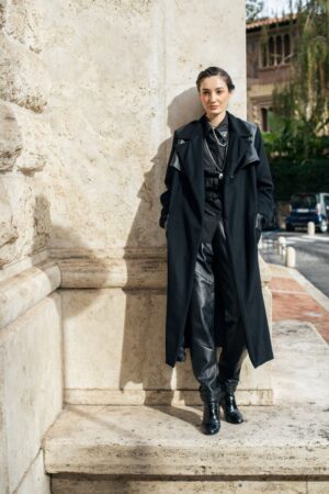 CAPPOTTO TRENCH LANA & PELLE