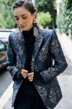 GIACCA CLASSICA JACQUARD – BLUE & BROWN