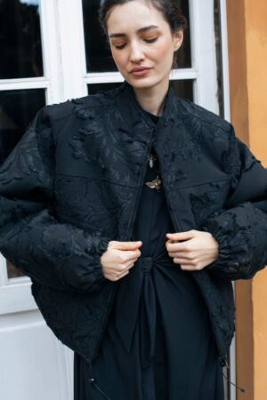 GIACCA BOMBER KIMONO JACQUARD – BLACK ON BLACK