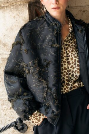GIACCA BOMBER KIMONO JACQUARD – GOLD ON BLACK