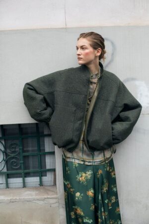 GIACCA BOMBER KIMONO JACQUARD – GREEN