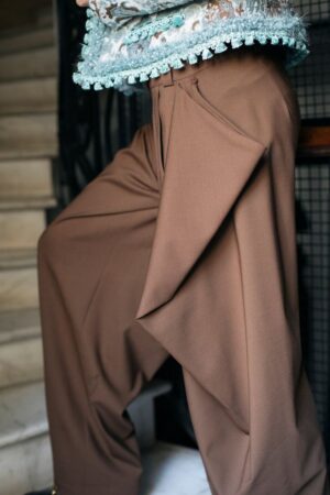 PANTALONE ALI FOULARD DI LANA – BROWN
